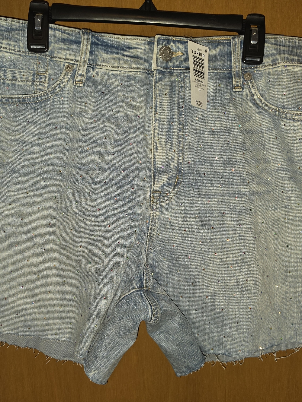 torrid Light Blue Rhinestone-Embellished Relaxed Denim Shorts